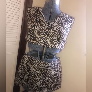 Two piece brown zebra print set